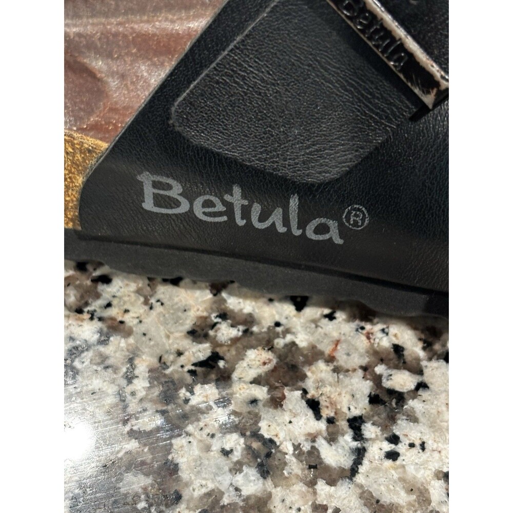 Birkenstock Betula Black Leather Two Strap Sandals Men 6 Women 8 Eur 39 - Picture 5 of 7